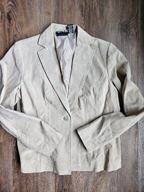 Tan beige Relativity vintage suede leather blazer jacket women's size XL western